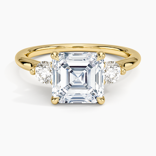 Freesia Three Stone Diamond Ring (1/3 ct. tw.) - Asscher Cut Center Stone