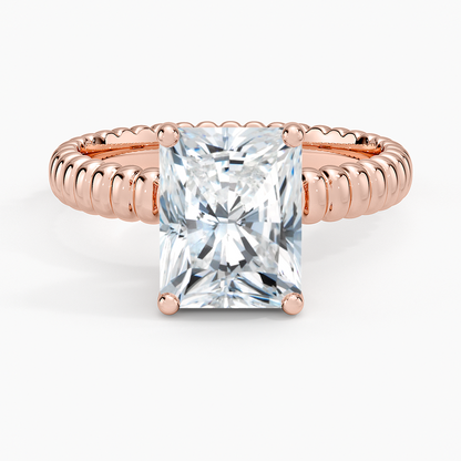 Petra Textured Solitaire Ring - Radiant Cut Center Stone