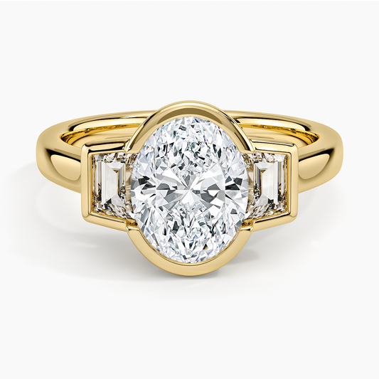 Seamless Trapezoid Three Stone Diamond Ring (1/2 ct. tw.) - Oval Center Stone