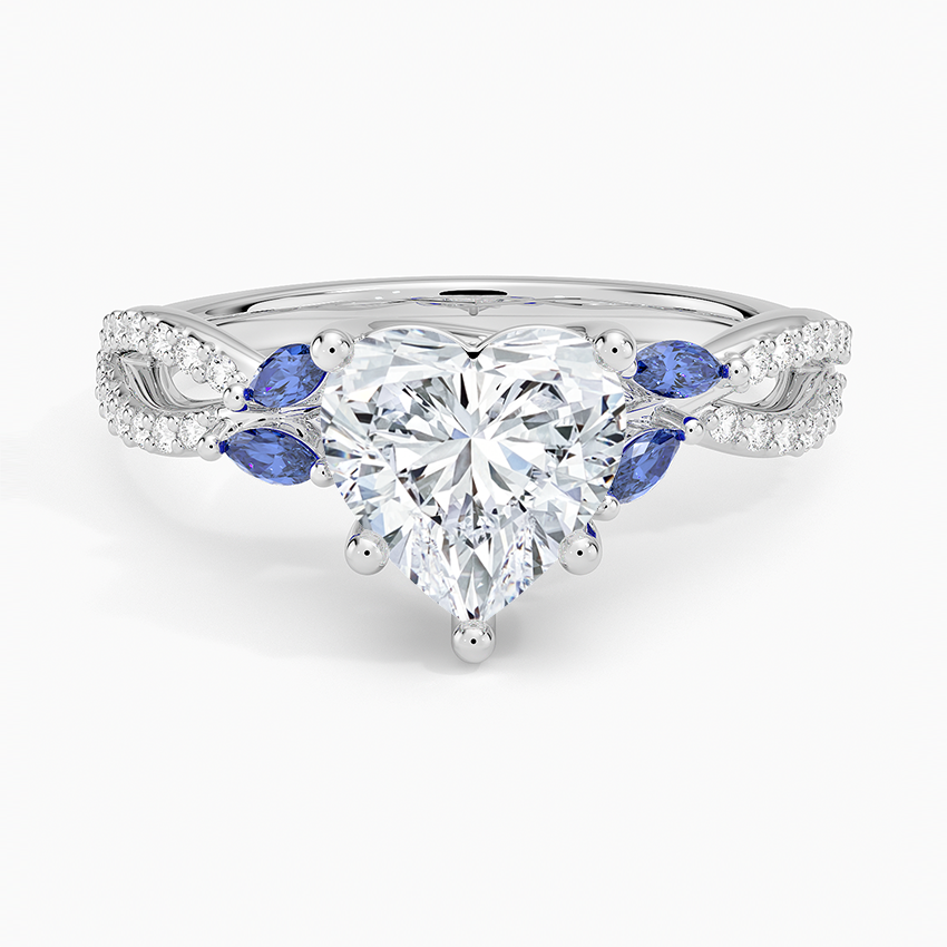 Luxe Willow Sapphire and Diamond Ring (1/8 ct. tw.) - Heart Center Stone