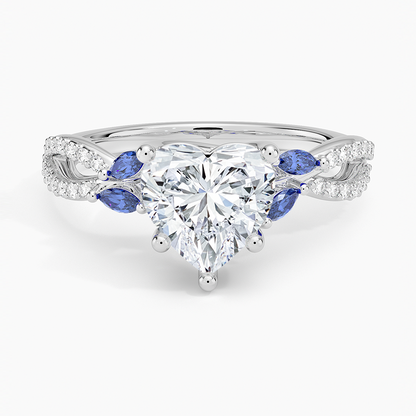 Luxe Willow Sapphire and Diamond Ring (1/8 ct. tw.) - Heart Center Stone