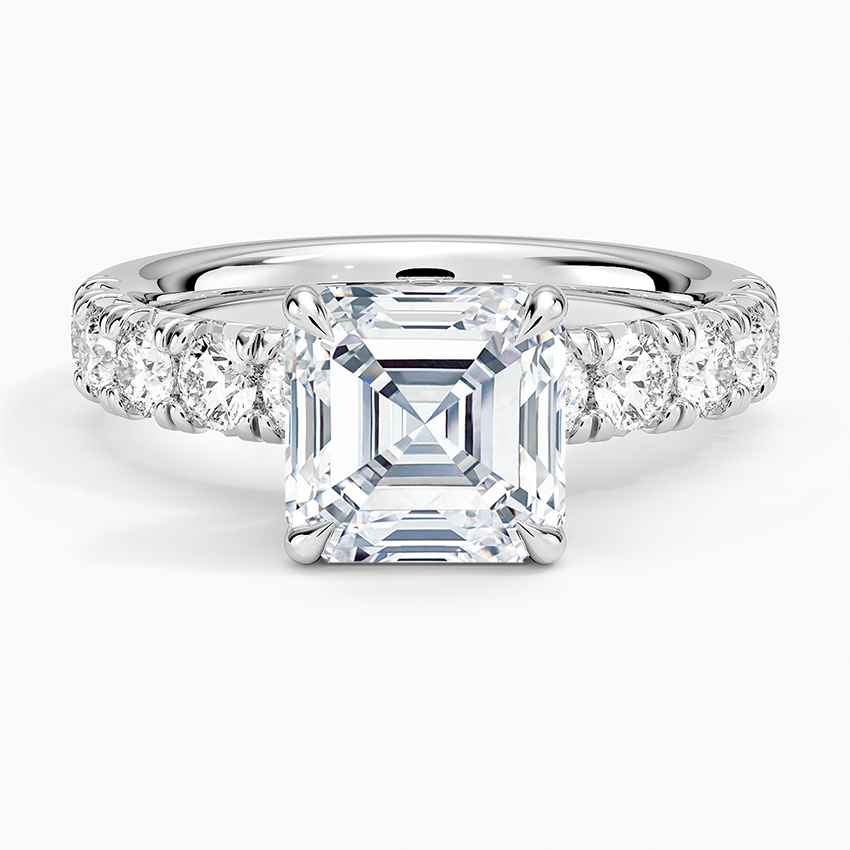 Ellora Half Coverage Diamond Ring - Asscher Cut Center Stone