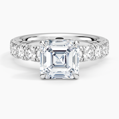 Ellora Half Coverage Diamond Ring - Asscher Cut Center Stone