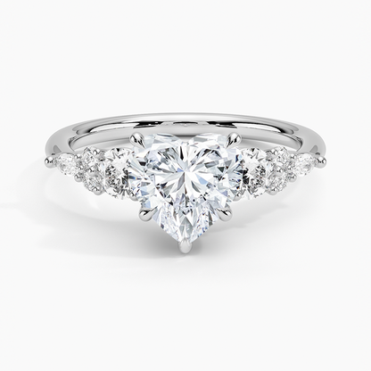 Nadia Three Stone Diamond Ring - Heart Center Stone