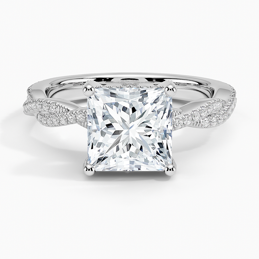 Adorned Luxe Petite Twisted Vine Diamond Ring - Princess Cut Center Stone