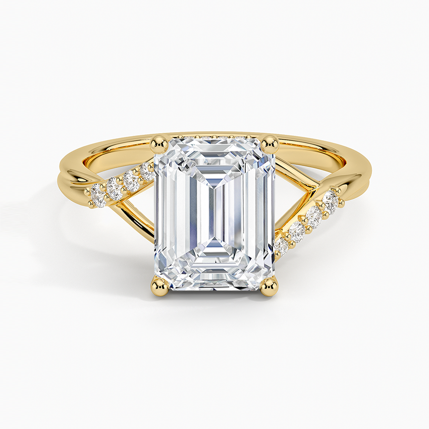 Chamise Hidden Halo Diamond Ring - Emerald Cut Center Stone