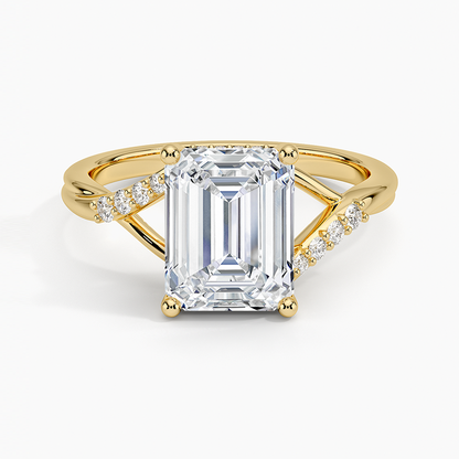 Chamise Hidden Halo Diamond Ring - Emerald Cut Center Stone