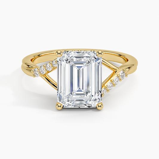 Chamise Hidden Halo Diamond Ring - Emerald Cut Center Stone