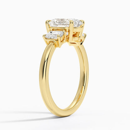 Rhiannon Emerald Cut Three Stone Diamond Ring (1/2 ct. tw.) - Oval Center Stone