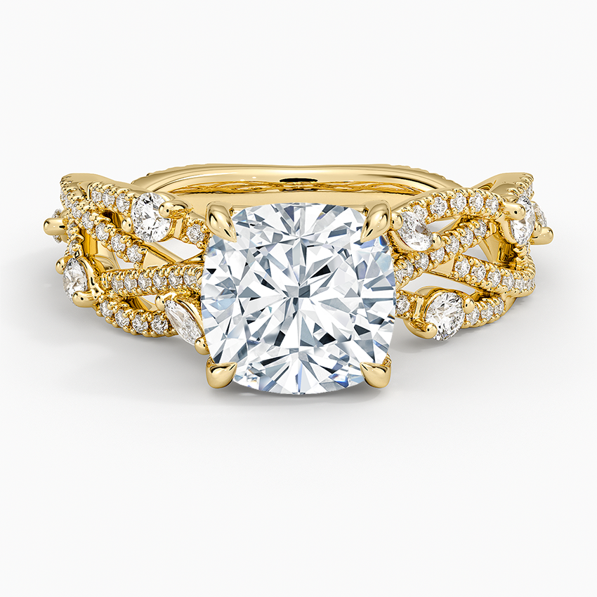 Grand Secret Garden Diamond Ring - Cushion Cut Center Stone
