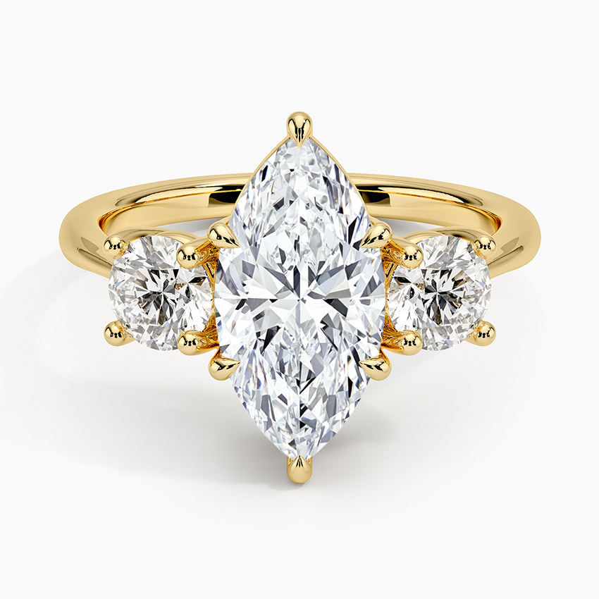 Luxe Selene Three Stone Diamond Ring (2/3 ct. tw.) - Marquise Center Stone