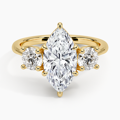 Luxe Selene Three Stone Diamond Ring (2/3 ct. tw.) - Marquise Center Stone