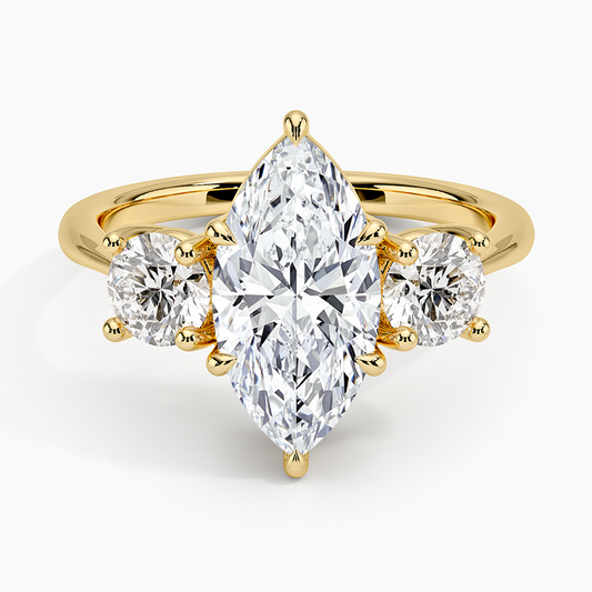 Luxe Selene Three Stone Diamond Ring (2/3 ct. tw.) - Marquise Center Stone