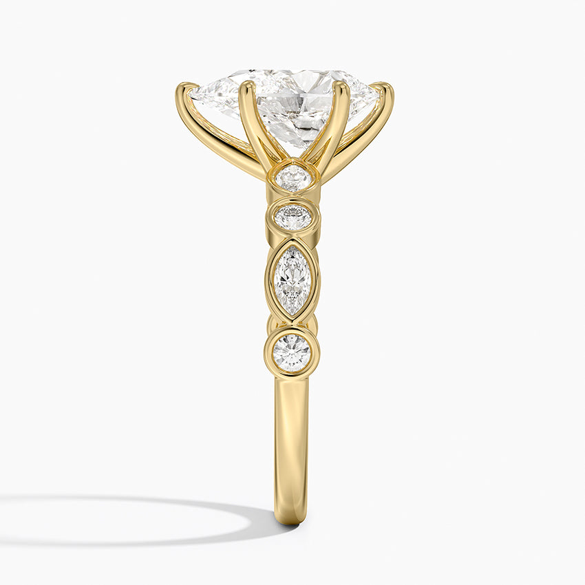 Versailles Bezel Diamond Ring - Pear Cut Center Stone
