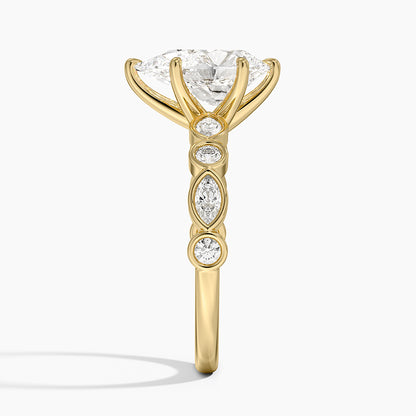 Versailles Bezel Diamond Ring - Pear Cut Center Stone