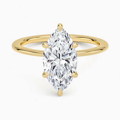 Petite Secret Halo Diamond Ring - Marquise Center Stone