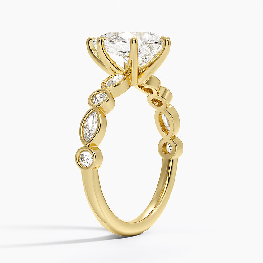 Versailles Bezel Diamond Ring - Pear Cut Center Stone