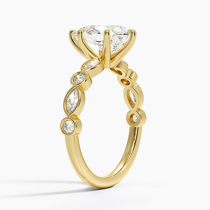 Versailles Bezel Diamond Ring - Pear Cut Center Stone