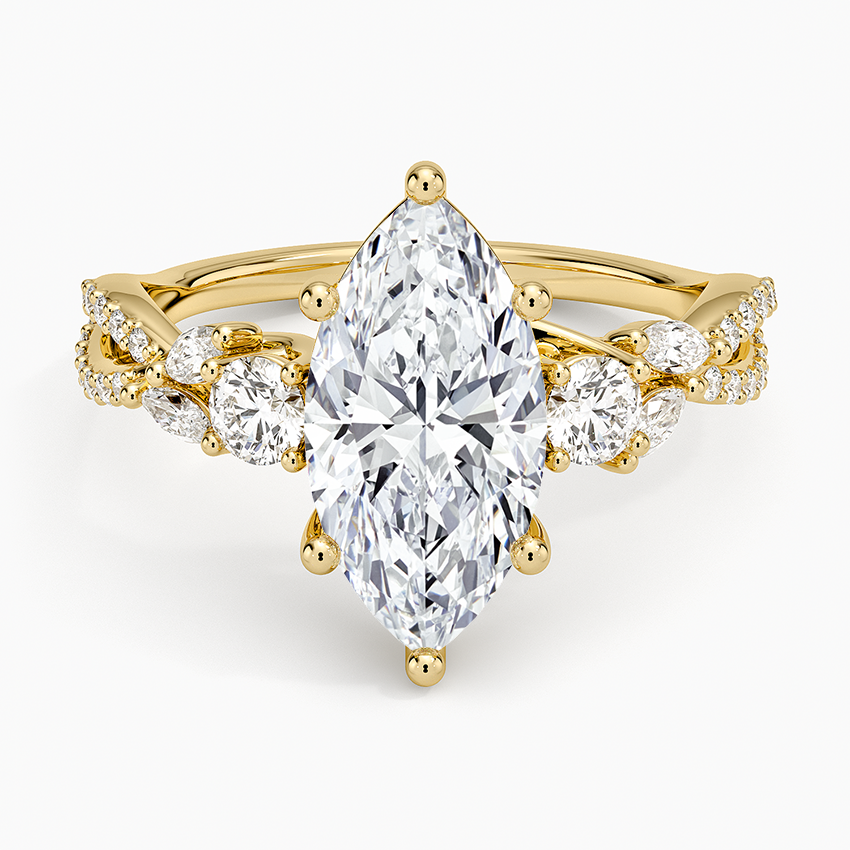 Luxe Willow Three Stone Diamond Ring (1/2 ct. tw.) - Marquise Cut Center Stone