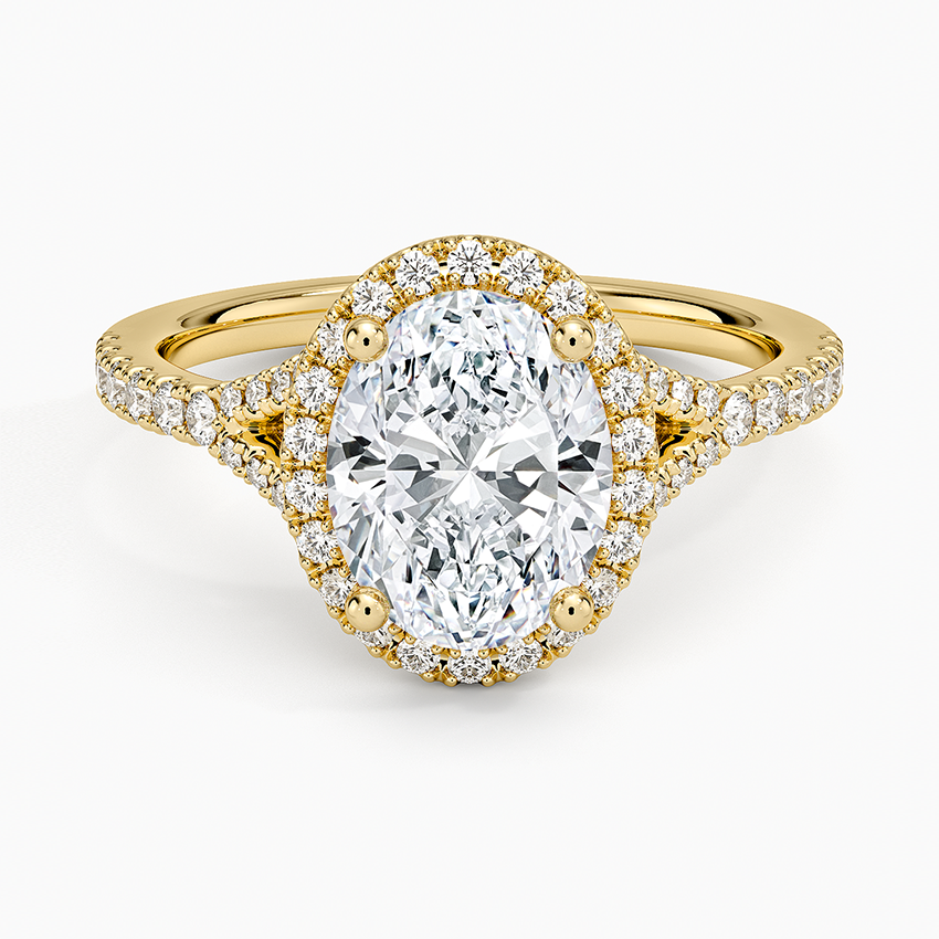 Joy Half Coverage Diamond Ring - Oval Cut Center Stone