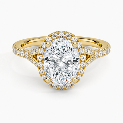 Joy Half Coverage Diamond Ring - Oval Cut Center Stone