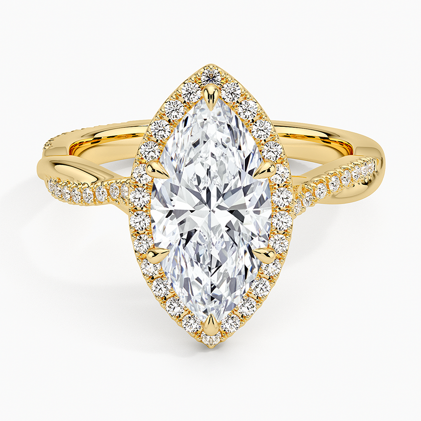 Petite Twisted Vine Halo Diamond Ring (1/4 ct. tw.) - Marquise Center Stone