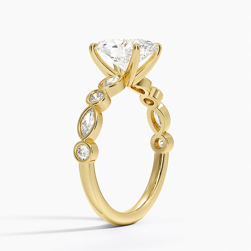Versailles Bezel Diamond Ring - Oval Cut Center Stone