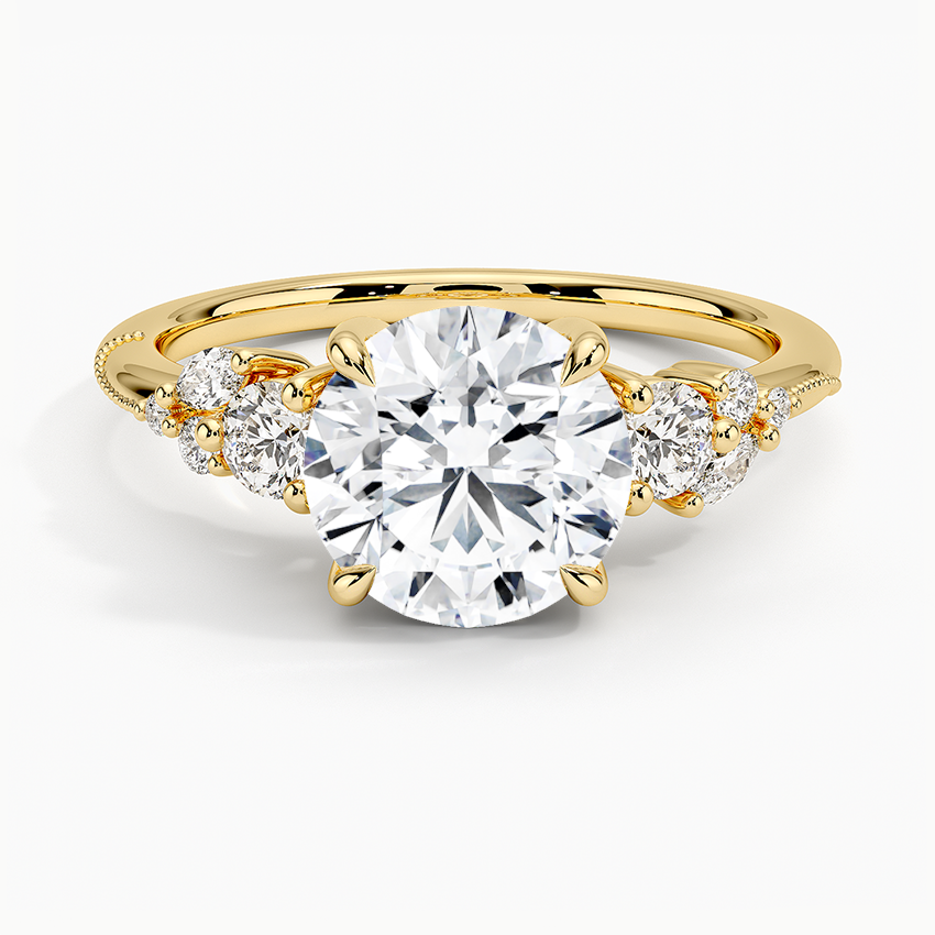 Camellia Three Stone Diamond Ring (1/3 ct. tw.) - Round Cut Center Stone