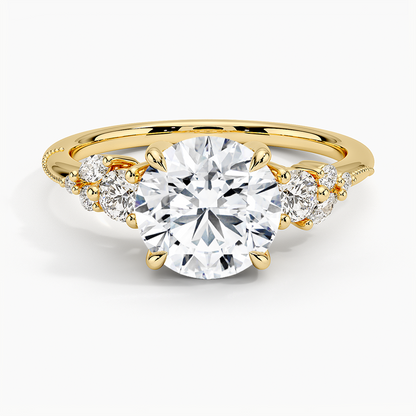 Camellia Three Stone Diamond Ring (1/3 ct. tw.) - Round Cut Center Stone
