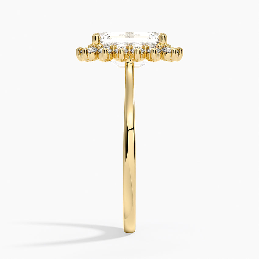 Sunburst Halo Diamond Ring (1/4 ct. tw.) - Emerald Cut Center Stone