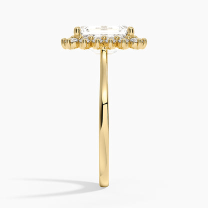 Sunburst Halo Diamond Ring (1/4 ct. tw.) - Emerald Cut Center Stone