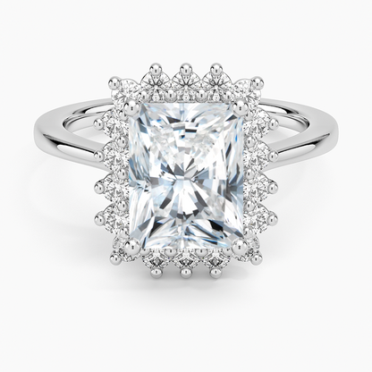 Sunburst Halo Diamond Ring (1/4 ct. tw.) - Radiant Cut Center Stone