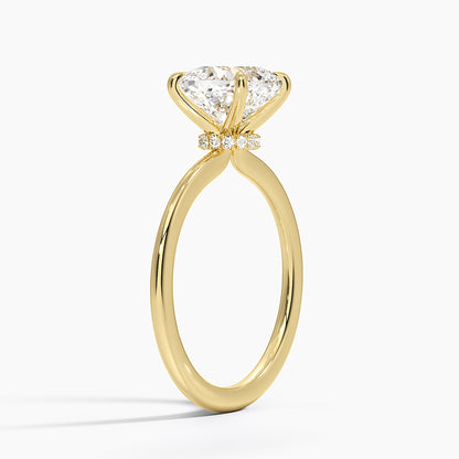 Petite Secret Halo Diamond Ring - Cushion Cut Center Stone