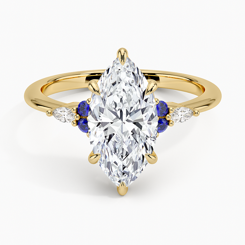 Nadia Sapphire and Diamond Ring - Marquise Cut Center Stone