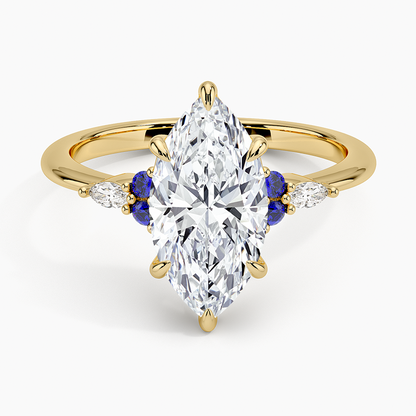 Nadia Sapphire and Diamond Ring - Marquise Cut Center Stone