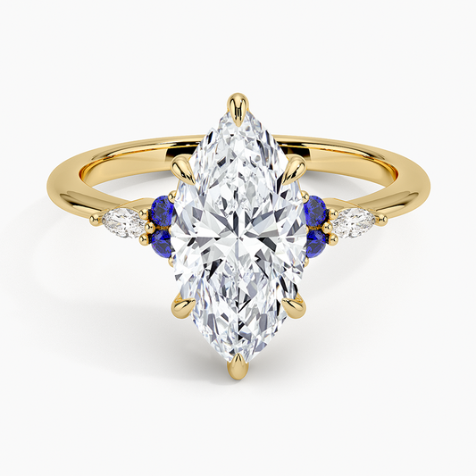 Nadia Sapphire and Diamond Ring - Marquise Cut Center Stone