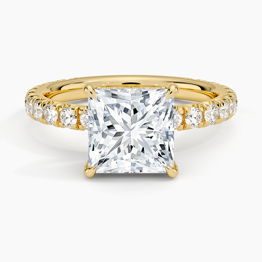 Olympia Three-Quarter Coverage Diamond Ring - Princess Cut Center Stone