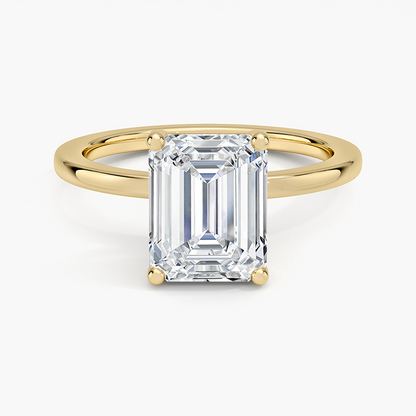 Perfect Fit 1.4mm Solitaire Ring - Emerald Cut Center Stone