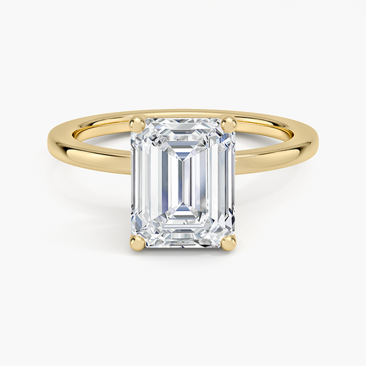 Perfect Fit 1.4mm Solitaire Ring - Emerald Cut Center Stone