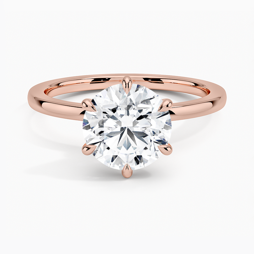 Secret Halo Six-Prong Diamond Ring - Round Center Stone