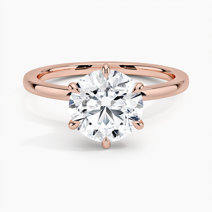 Secret Halo Six-Prong Diamond Ring - Round Center Stone