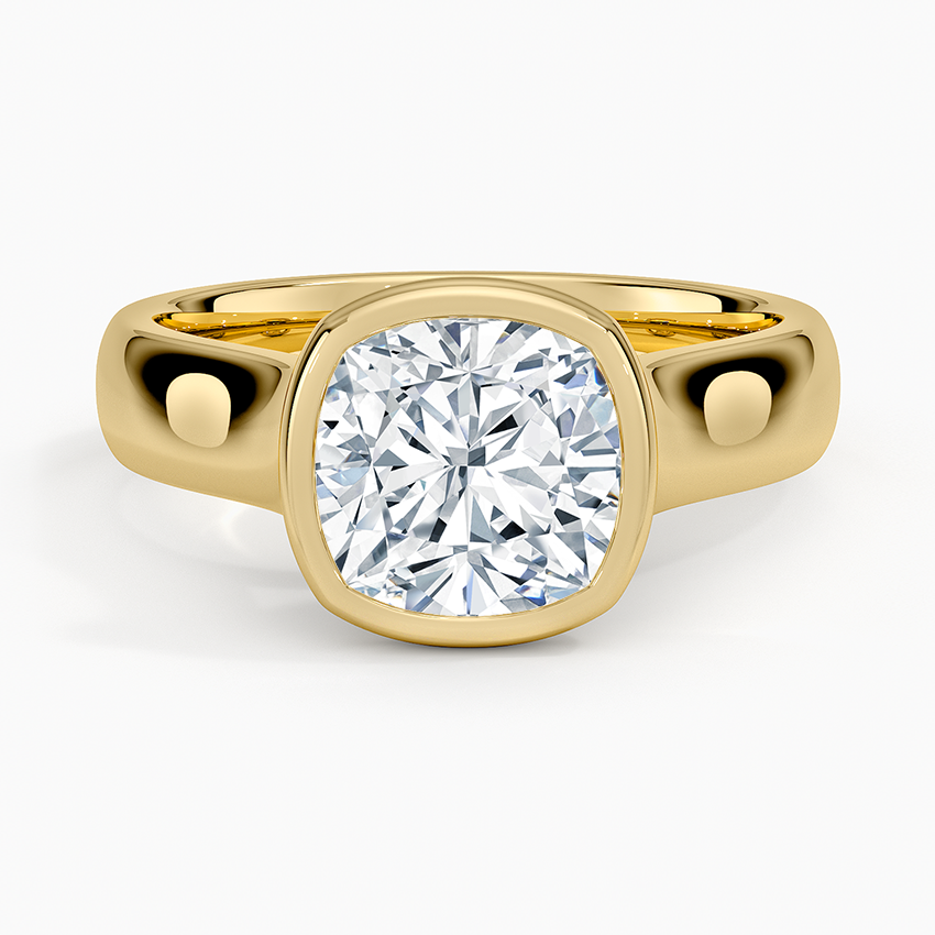 Luna 4mm Bezel Ring - Cushion Cut Center Stone