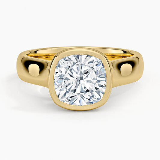 Luna 4mm Bezel Ring - Cushion Cut Center Stone