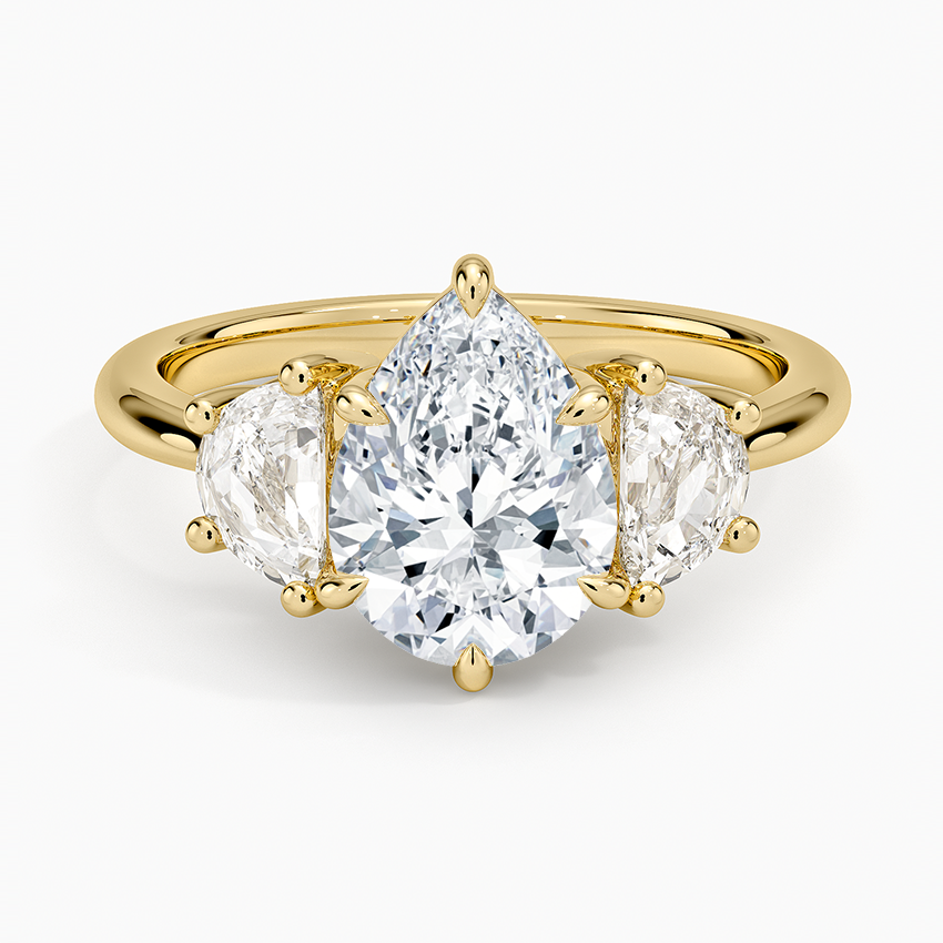 Half Moon Three Stone Diamond Ring (1/2 ct. tw.) - Pear Center Stone
