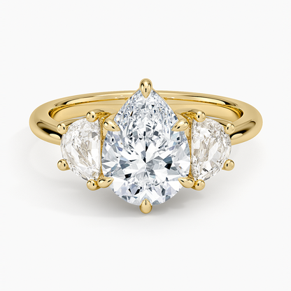 Half Moon Three Stone Diamond Ring (1/2 ct. tw.) - Pear Center Stone