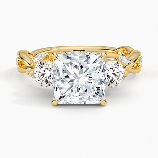 Secret Garden Three Stone Diamond Ring (3/4 ct. tw.) - Princess Cut Center Stone