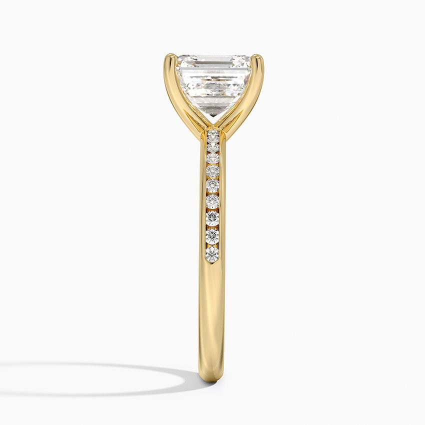 Tabitha Channel Set Diamond Ring - Asscher Cut Center Stone