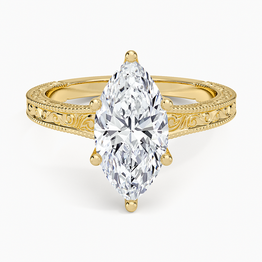 Hudson Engraved Ring - Marquise Center Stone