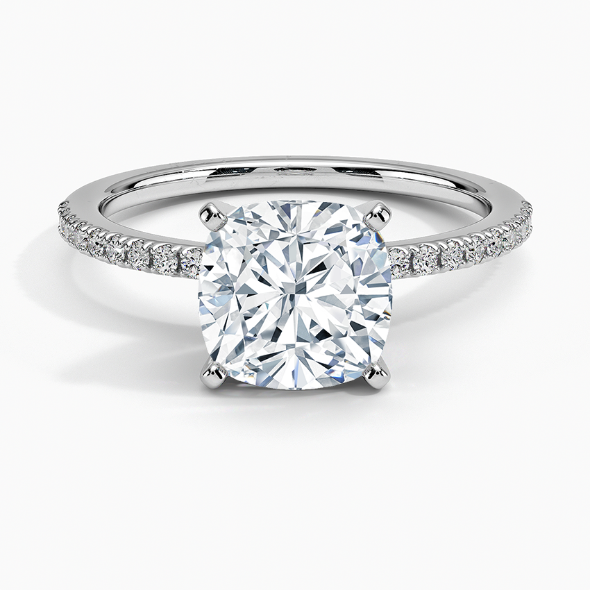 Ballad Half Coverage Diamond Ring (1/8 ct. tw.) - Cushion Cut Center Stone