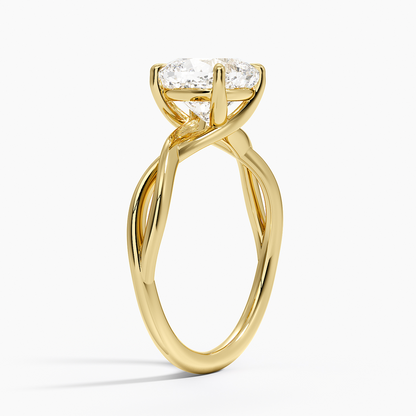 Alya Twist Solitaire Ring - Cushion Cut Center Stone